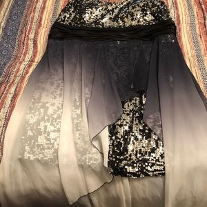 Hi-low black and white sequin dress